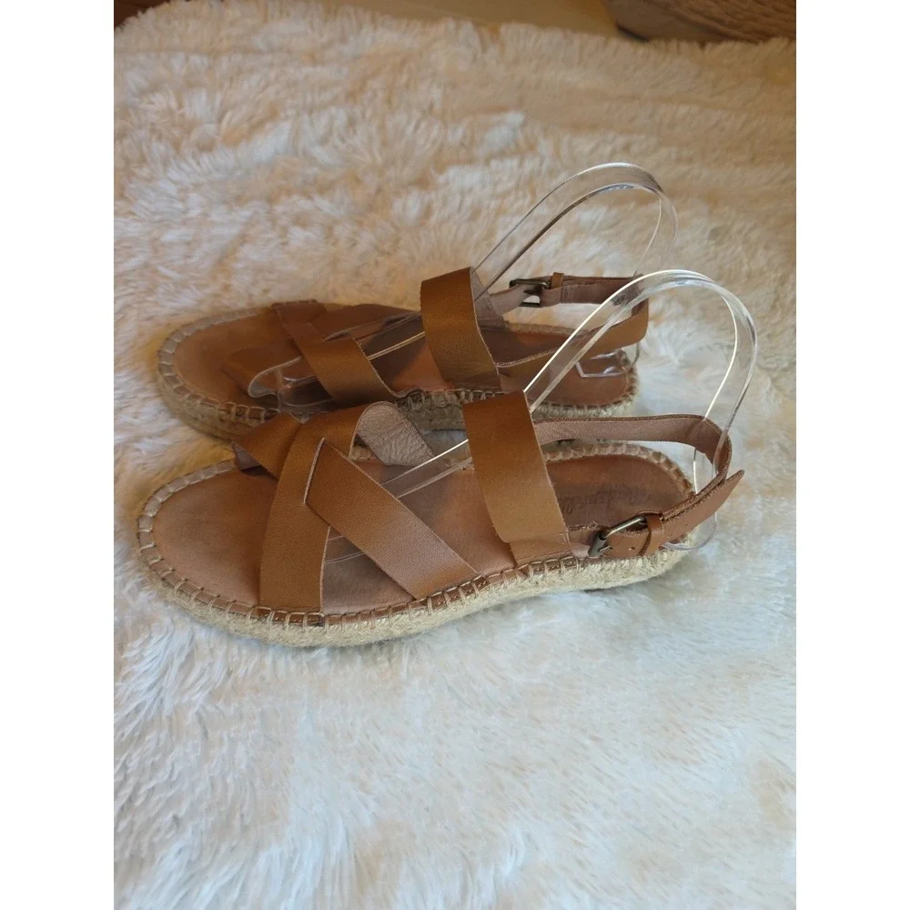 Madewell The Julie Espadrille Sandals in a Brown Leather Crossover Buckle US 9